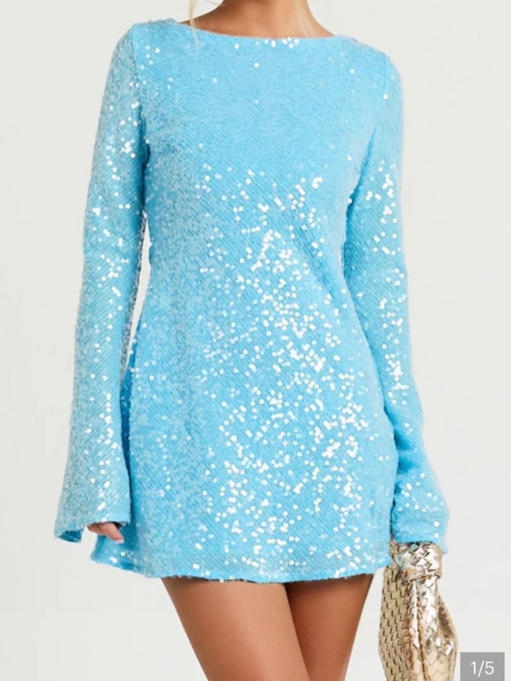 Showpo. Sequin Mini Dress in Sky Blue